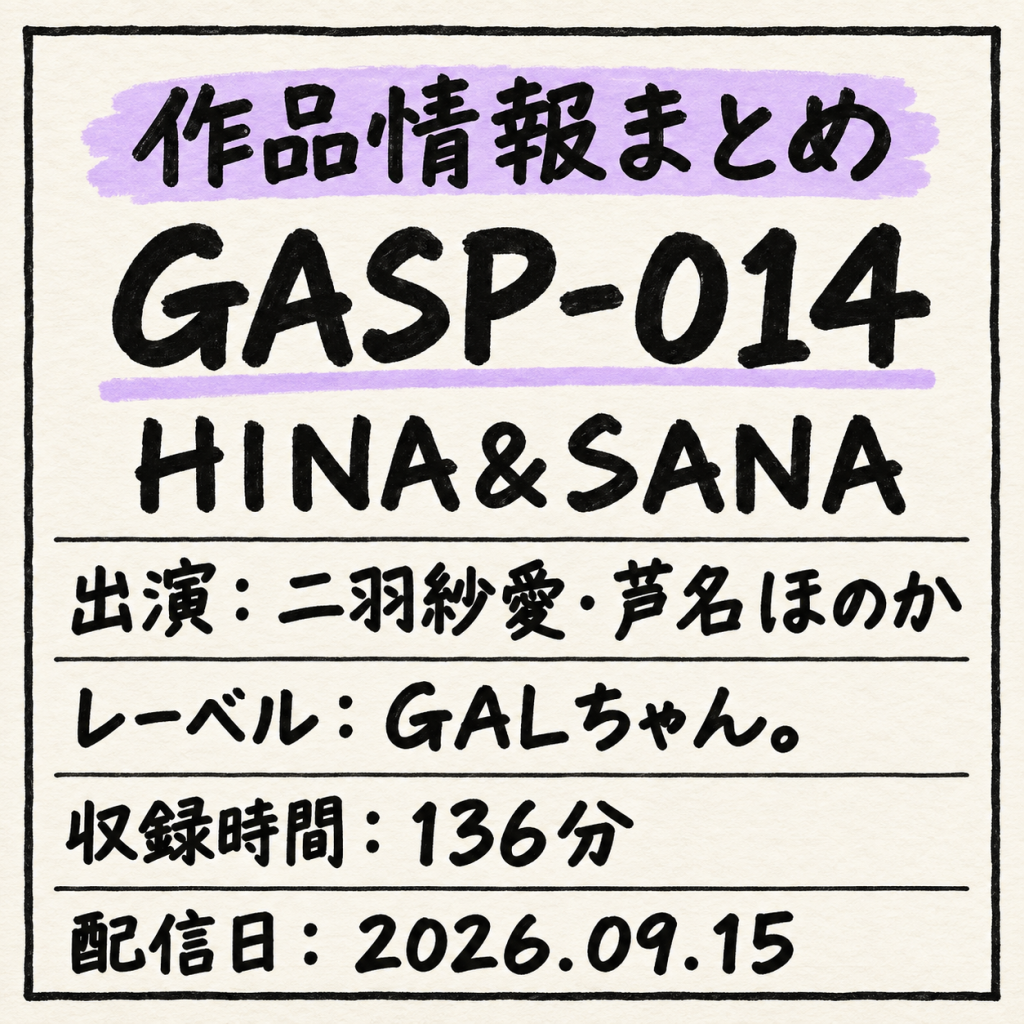 GASP-014 HINA&SANA 二羽紗愛・芦名ほのか 作品情報まとめ