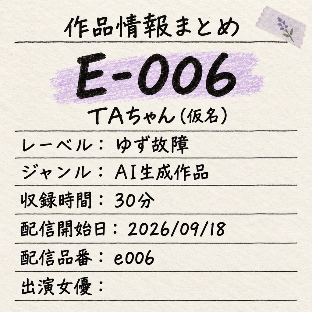 E-006 TAちゃん(仮名) ゆず故障 作品情報まとめ