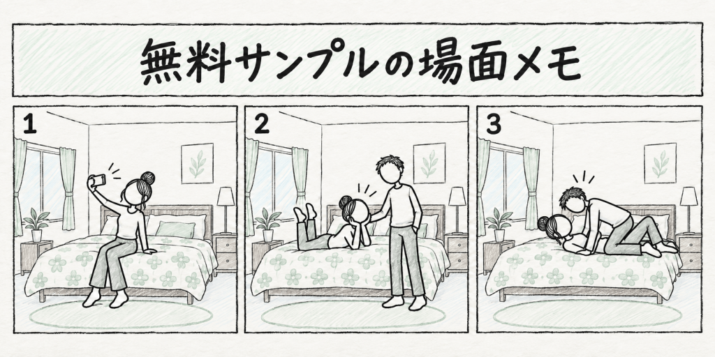 SMRO-119 無料サンプルの場面メモ カメラへ顔を近づけるしずかちゃん・ベッドでふざけ合う二人・向かい合う男女
