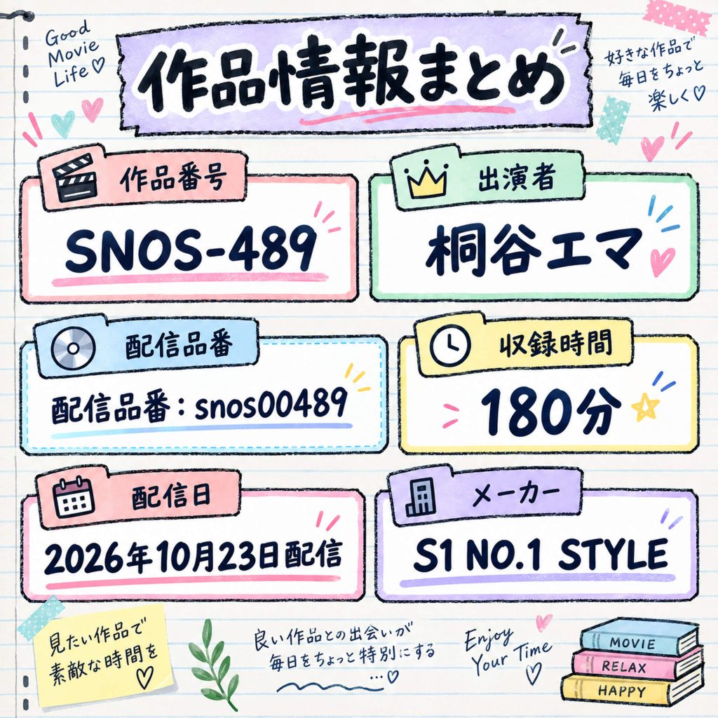 SNOS-489 桐谷エマ 作品情報まとめ