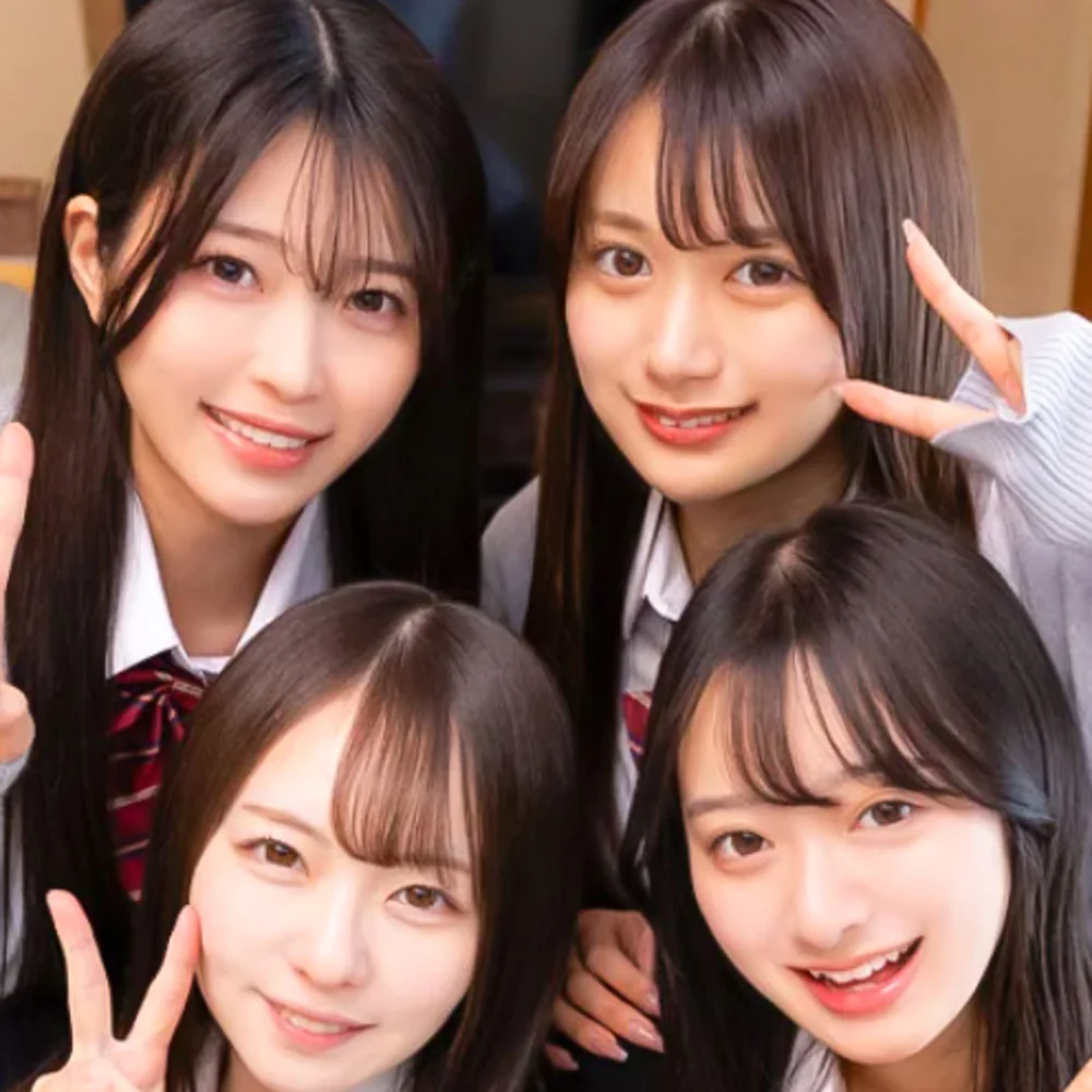 DEAA-040 笑顔で並び、ピースサインをする4人