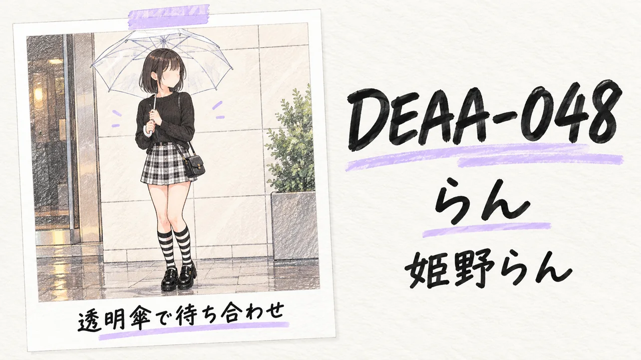 DEAA-048「らん」—透明傘を持って待ち合わせる女性のイメージイラスト