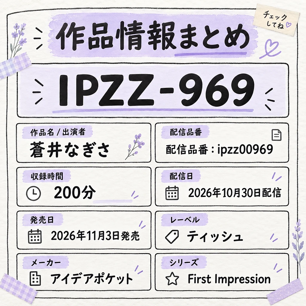 IPZZ-969 蒼井なぎさ 作品情報まとめ